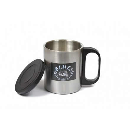 Caneca para brindes de aço Inox 200ml com tampa
