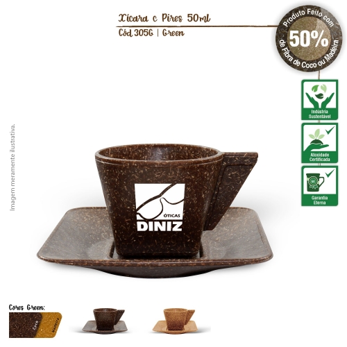 Conjunto Xícara 50mL e Pires GREEN