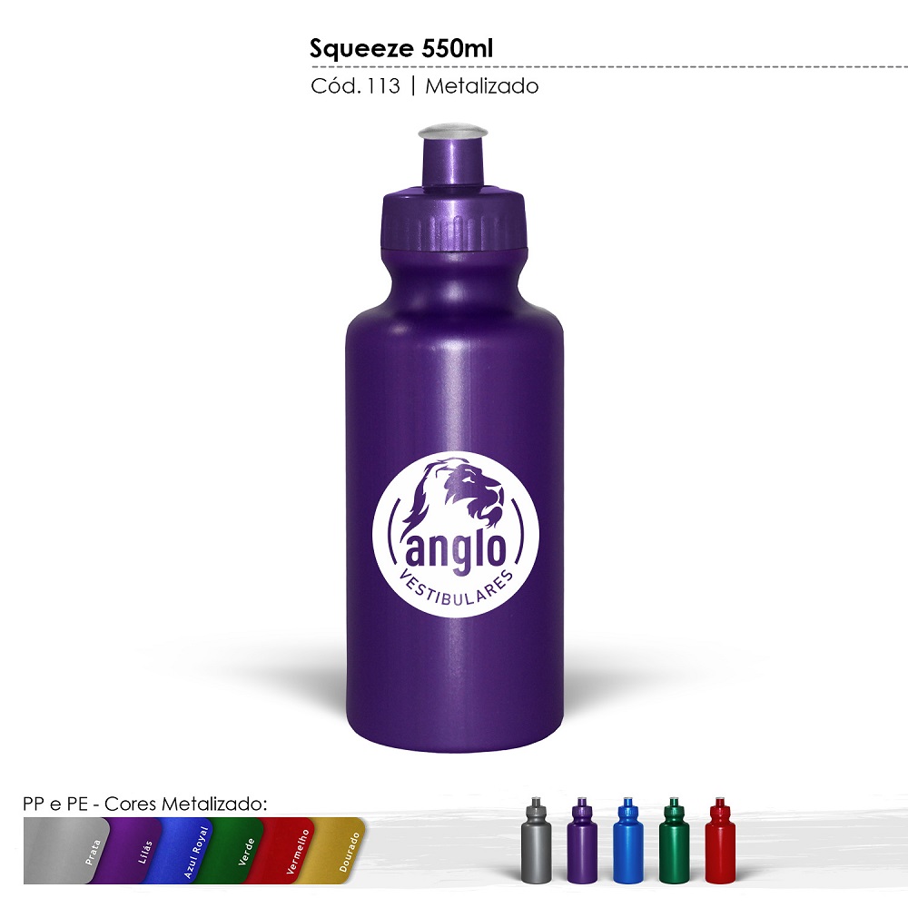 Squeeze 550ml Resistente e Flexível com Bico de PVC Cristal