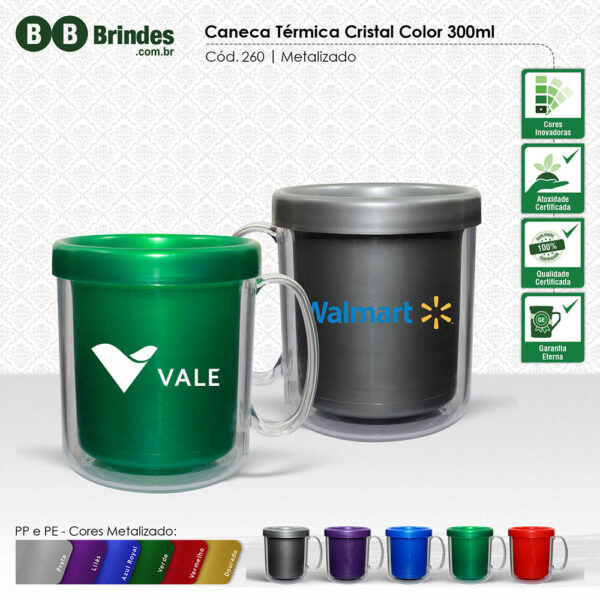 Caneca TÉRMICA CRISTAL COLOR 300mL