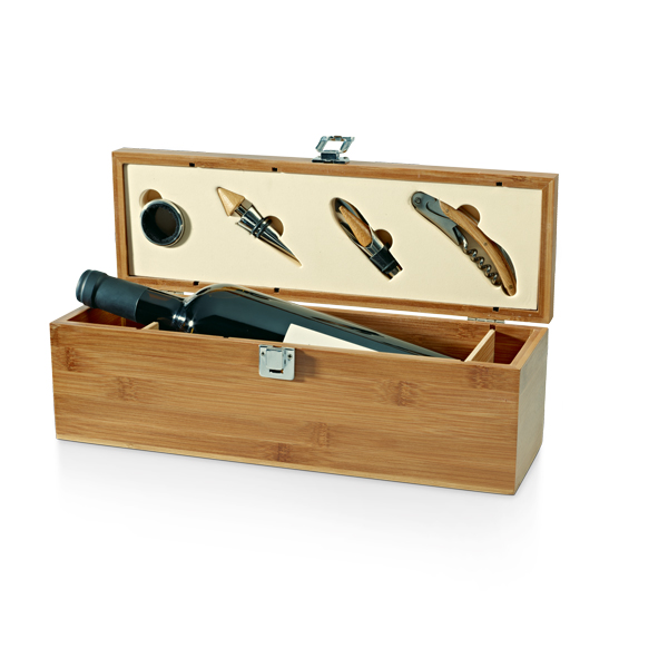 Conjunto para vinho Personalizado com caixa de madeira
