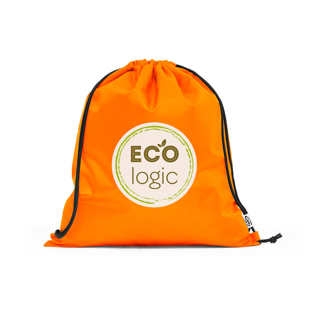Sacola tipo mochila em poliéster reciclado 190T (100% rPET)