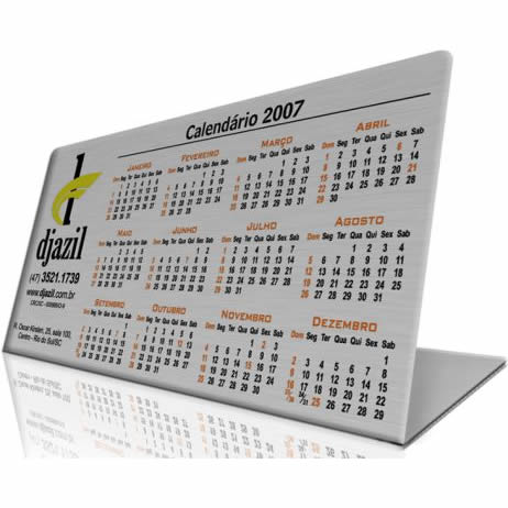 Calendário de Alumínio