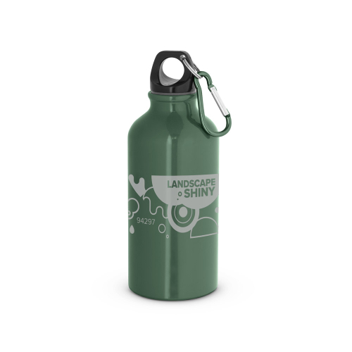 Garrafa esportiva em alumínio e acabamento brilhante com mosquetão 400 mL
