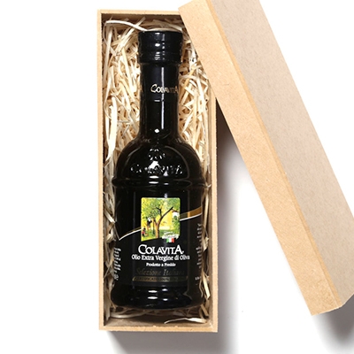 Azeite extra virgem italiano com caixa de madeira personalizada