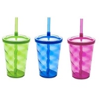 Copo Acrílico 550ml Com Tampa e Canudo 13380