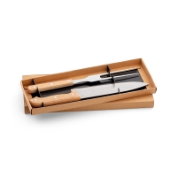 Kit churrasco em caixa kraft com 2 utensílios 3m aço inox e bambu