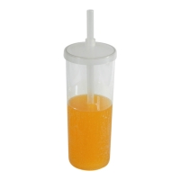 Copo longdrink com tampa e canudo